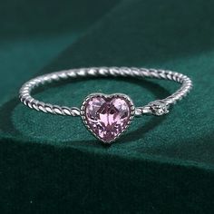 This Ring Is Made Of Sterling Silver And Has A Beautiful Heart-Shaped Pink Zircon Design. The Center Stone Is A Brilliant Cut Zircon, Which Is 5a Premium Grade Offering High Luster. * Main Stonezircon * Metal925, Sterling * Shape\Patternheart * Style Cute/Romantic Standard Ring Sizing, Mm Refers To The Finger’s Circumference: * Size 6 (55mm) * Size 7 (56mm) Care: To Maintain Their Original Luster, We Suggest Removing Them Before Swimming Or Exercising. Avoid Contact With Any Harsh Chemicals. We Silver Crystal Promise Ring For Valentine's Day, Silver Heart-shaped Cubic Zirconia Crystal Ring, Silver Heart Crystal Promise Ring, Silver Crystal Ring Fine Jewelry For Valentine's Day, Valentine's Day Sterling Silver Crystal Ring, Valentine's Day Silver Sterling Crystal Ring, Silver Cubic Zirconia Heart Ring For Mother's Day, Silver Heart-shaped Crystal Promise Ring, Valentine's Day Silver Heart Ring Fine Jewelry