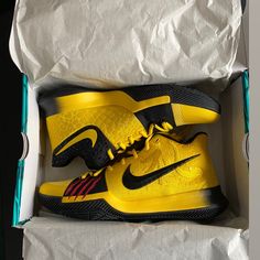 - Brand New, Never Been Worn Or Tried On - Awesome Shoe Comes In Box - No Damage On Shoes Or Box - Comment With Questions Or Send Offers ! - Not Apart Of 50% Off Bundles On My Page Kyrie 3, Custom Nike Shoes, Custom Nike, Sneaker Games, Custom Nikes, Bruce Lee, Black N Yellow, On Shoes, Nice Shoes