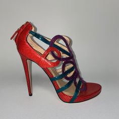 Item Is Used, Like New Red Pointed Toe Sandals With Leather Sole, Red Leather Pointed Toe Sandals, Red Pointed Toe Leather Sandals, Multicolor Leather Heels With Red Sole, Red Leather-lined Heels For Party, Luxury Red Sandals With Leather Sole, Red Heels With Leather Lining For Party, Brian Atwood Heels, Brian Atwood Shoes