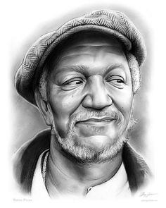 a black and white drawing of a man wearing a hat