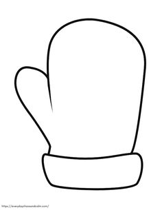 a black and white drawing of a mitten with one hand on the top of it