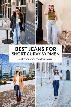 Looking for the best jean styles for short curvy women? Petite style blogger Kimi of Cotton Cashmere Cat Hair rounded up the best jeans for curvy petite ladies and shared a few outfit ideas to help you style your new jeans! Mom Jeans For Curvy, Outfit Ideas 30s For Women Curvy, How To Style Mom Jeans Curvy, Best Jeans For Short And Curvy, Mum Jeans Outfit Plus Size, Best Mom Jeans For Curvy, Mom Jeans Petite Outfit, Best Straight Leg Jeans For Curvy Women, Best Style Jeans For Short Women