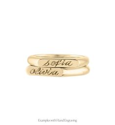 The Kismet Signet offers a unique twist on a classic style, ideal for stacking and designed to be engraved. This piece includes a hand-engraved word of your choice, making every single ring one of a kind. 14k Gold Signet Ring, Forever Rings, Single Ring, Name Rings, Bridal Engagement Rings, Gold Signet Ring, Band Jewelry, Ring Style, Engagement Ring Wedding Band