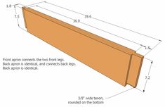 the back section of a bench with measurements