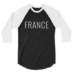 France T-Shirt Made To Order Black Band Merch T-shirt With Name Print, Band Merch T-shirt With Name Print, Detroit Logo, Raglan Shirt, Cotton Long Sleeve Shirt, Raglan Shirts, Colored Denim, Classic Rock, Baseball T Shirt