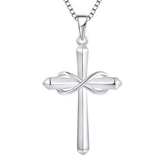 PRICES MAY VARY. 💖Starchenie Design - cross jewelry -It symbolizes Firm belief; Peace and happiness; Keep going with Jesus. 💖High Quality - 925 sterling silver with rhodium plated, Excellent electroplate technique, nickel free, lead free and hypoallergenic. 💖Pendant Size - 28mm*20mm (1.1*0.8 inch). Chain: 0.8mm width box chain, length: 45+3 cm (17.71 +1.18 inch) extension chain. 🎁Perfect Gift - Come with gift box for Christmas, Valentine's Day, Birthday, Anniversary, Mother's day, etc. 💖We Mother's Day Cross Jewelry, Mother's Day Sterling Silver Cross Necklace, Sterling Silver Cross Necklaces For Mother's Day, Silver Cross Pendant Necklace For Mother's Day, Silver Cross Jewelry For Mother's Day, Silver Cross Necklace For Mother's Day, Crucifix Jewelry, Gift Box For Christmas, Cross Necklace For Women