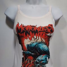 Polyester Cotton Blend Sublimated Ink Slim Fit Tank. If You Run Between Sizes I'd Size Up Motionless In White Shirt, White Fitted Tank T-shirt, Fitted White Tank Top With Graphic Print, American Flag Swimsuit, Hollister Tank Tops, Sheer Tank Top, Strappy Tank Tops, Motionless In White, Styles P