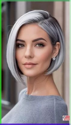 Less than 1 minute to style your hair/머리스타일링하는데 1분도 안걸려요 Grey Long Bob Hairstyles, Gray Short Hair, Gray Bob, Melena Bob, Grey Bob Hairstyles, Gray Hairstyles, Κούρεμα Bob, Grey Bob, Grey Hair Transformation