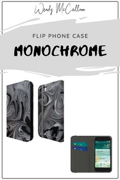 an advertisement for a cell phone case with the words, flip phone case monochromee