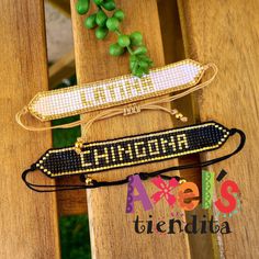 "Show your pride of being 100 % CHINGONA & LATINA! Heck yeah!  Handmade bracelets. Black and gold beaded CHINGONA bracelet. White and gold beaded LATINA bracelet. The beaded part is approximately 1/4\" wide by 4\" long.  It is one size & adjustable.  Note: Due to variations in computer monitor colors may vary slightly. If you have any questions, please feel free to contact us. We'll be happy to help. Follow us on Facebook & Instagram for coupon codes, offers & giveaways!" Gold Beaded Bracelets With Letter Beads For Festival, Gold Letter Beads Bracelets For Festival, Gold Festival Bracelets With Letter Beads, Gold Bracelets With Letter Beads For Festivals, Adjustable Gold Beaded Wristband, Guadalupe Bracelet, Adjustable Beaded Bracelet, Bracelets Black, Heck Yeah