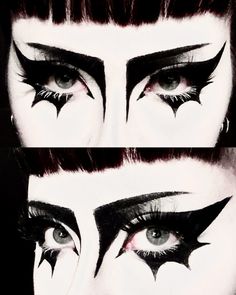 basic trad goth eye makeup look inspo, gothic, alt, alternative, black and white makeup, big eyeliner, gothic aesthetic, eyeshadow, casual, white mascara Big Eyeliner, Aesthetic Eyeshadow, Maquillage Goth, Goth Makeup Looks, Trad Goth Makeup, Goth Eye Makeup, Black And White Makeup, Funky Makeup, Punk Makeup