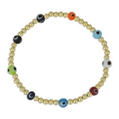 "* 3 mm Gold Filled (14/20) Beads * 5 mm Glass Evil Eye Beads (Multicolor, Dark Blue, Turquoise, Aqua Blue and White) Available in Various Sizes. Please choose from drop down list. I make 6.5\" for most wrist size To determine your bracelet size: Measure with a tape around your wrist (where you would like the bracelet to sit). If you don't have access to a measuring tape, wrap a string around your wrist and measure the length with a ruler. This is your wrist size. To determine your bracelet size Gold Evil Eye Bracelet For Friendship, Gold Round Evil Eye Bracelet For Friendship, Gold Beaded Evil Eye Bracelet For Friendship, Symbolic Multicolor Round Beads Jewelry, Gold Hand-strung Evil Eye Bracelet For Friendship, Evil Eye Round Beads Jewelry For Friendship, Friendship Evil Eye Round Beads Jewelry, Eye Bead Bracelet, Holiday Bracelets