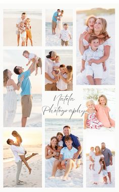 a collage of family photos taken on the beach at sunset or sunrise with text that says, i love you photography