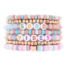 New With Tags Bracelet Set. Extras From My Boutique Trendy Spring Jewelry With Letter Beads, Trendy Pastel Friendship Bracelets As Gift, Trendy Adjustable Pastel Jewelry, Trendy Pink Charm Bracelet With Letter Beads, Casual Pink Charm Bracelet With Letter Beads, Trendy Adjustable Pastel Bracelets, Trendy Adjustable Pastel Beaded Bracelets, Trendy Pink Charm Bracelet For Beach, Trendy Pastel Jewelry For The Beach