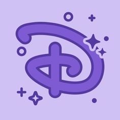 the letter d with stars and bubbles in purple on a light purple background is an illustration