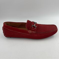 Brand New Mens Size 12 M Winthrop Mens Naples Red Nubuck Leather Driving Mocs Loafers. Please See Photos For All Details Of Shoes Look Absolutely Dapper Wearing The Winthrop Naples Loafer With Allover Perforated Detailing. Leather Upper Leather Lining And Insole Slip On Style Removable Insole Square, Moc Toe Silhouette Buckle Embellishments And Contrast Stitching Details Man Made Outsole Made In Brazil Brand New. No Original Box Carefully Packaged And Box Shipped Same/Next Business Day Please Fe Red Leather-sole Moccasins With Moc Toe, Red Leather Moc Toe Loafers, Red Leather Moccasins With Moc Toe, Red Plain Toe Casual Loafers, Casual Red Plain Toe Loafers, Red Leather Casual Business Shoes, Red Casual Leather Shoes For Business, Red Casual Slip-on Dress Shoes, Casual Red Loafers With Textured Sole