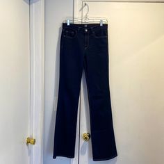 Very Gently-Worn Once And In Excellent, Almost Brand New Condition. This Is A Size 27 Long For Taller Women. Fall Denim Bottoms By Gap, Gap Dark Wash Wide Leg Bottoms, Gap Dark Wash Bottoms With Five Pockets, Gap Straight Leg Dark Wash Bottoms, Gap Dark Wash Five-pocket Bottoms, Gap Mid-rise Denim Blue Jeans, Gap Fitted High Waist Jeans, Gap High Waist Fitted Jeans, Gap High Rise Denim Pants