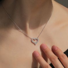 OPEN Heart Necklace ✨💎 It gives you beautiful, attractive and outstanding jewelry experience ✨ Everlasting Confidence Wonderful Quality Stay Shiny Exquisite Fit 15,000+ customer reviews Free Shipping & Returns *Learn more 👍 Recommendations Perfect for everyday wear Ideal for travel or a destination wedding A perfect choice for an anniversary gift 💎 Features Our expert jewelry makers have honed their craft over many years, ensuring that the open heart pendant is perfectly balanced in both shap White Gold Heart Necklace For Wedding On Mother's Day, Fine Jewelry Open Heart Wedding Jewelry, Heart Necklace For Wedding On Valentine's Day, Elegant Round Necklaces With Heart Beads, Wedding Fine Jewelry Heart Necklace With Charm, Wedding Heart Necklace, Open Heart Necklaces For Wedding, Open Heart Necklace For Wedding, Fine Jewelry Double Heart Necklace For Wedding