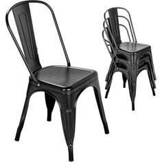 two black metal chairs side by side