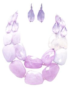 PRICES MAY VARY. Lilac Iris Orchid Violet Lavender Pale Purple Colored Resin Big Chunky Statement Necklace Great for office or weekend outfits. Nice to give as gift. Compliments jewels tones of the season such as spring, summer, Easter Gold-tone space beads compliment the large resin faceted pieces aprox. 2.5" inches at the widest. Faceted matching earrings measure 1.5" long Colors are bright and rich. Necklace measures 18" inches with 3" inch extension chain, sits close to neck. Double strand m Rich Necklace, Purple Beaded Necklace, Weekend Outfits, Pink Palette, Chunky Statement Necklace, Pale Purple, Star Images, Collars For Women, Lavender Color