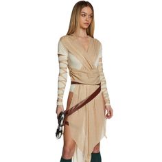 Star Wars Costume- Brand New With Tags. Size Xxs. Never Worn! Bodysuit Costume. This Costume Set Includes A Stretchy Cream Colored Bodysuit With A Ripped Muslin Overlay, A V-Neckline, Matching Arm Warmers With A Lace Up Design,And A Vegan Leather Holster With Velcro Pockets And An Adjustable Buckle Closure. Star Wars Rey Costume, Rey Star Wars Costume, Rey Costume, Star Wars Rey, Halloween Rave, Bell Sleeve Bodysuit, High Cut Bodysuit, Rave Style, Bodysuit Costume