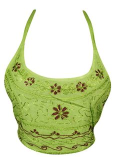 Women Crop Top Summer Green Halter Top Dress S Boho Tops Summer, Green Halter Top, Beach Crop Tops, Crop Top Summer, Women Crop Top, Halter Blouse, Spaghetti Strap Crop Top, Embroidered Crop Tops, Summer Vacation Outfits