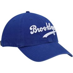 Show off your favorite team with some old school flair! This '47 Logo Cooperstown Collection Clean Up hat showcases your favorite Brooklyn Dodgers look from the past. Everyone is sure to know your dedication to the Brooklyn Dodgers goes way back when they see you in this cool cap. Adjustable fabric strap with snap buckle Brand: '47 Curved bill Embroidered graphics with raised details Imported Material: 100% Cotton Mid Crown Officially licensed One size fits most Six panels with eyelets Surface w Collegiate Trucker Hat With Curved Brim For Streetwear, Collegiate Streetwear Trucker Hat With Curved Brim, Collegiate Style Trucker Hat With Curved Brim For Streetwear, Throwback Baseball Cap For Baseball Season With Curved Brim, Collegiate Baseball Hat With Curved Brim, Throwback Curved Brim Hats For Baseball Season, Classic Baseball Cap For Game Day, Collegiate Adjustable Dad Hat For Baseball Season, Adjustable Throwback Hats For College