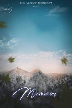 an advertisement for the sony computer entertainment system's memory series, featuring mountains and clouds