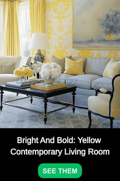 contemporary living room Contemporary Color Schemes, Room Concept, Yellow Living Room, Wallpaper Walls Decor, Living Room Windows, Bedroom Layouts, Beautiful Living Rooms, Livingroom Layout, Laundry Room Design