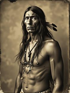 an old photo of a native american man