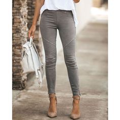 Season:Spring   Fall; Fabric:Cotton; Gender:Women's; Style:Fashion; Elasticity:Micro-elastic; Occasion:Weekend,Casual; Details:Without Lining; Fit Type:Slim; Function:Comfort; Waistline:Mid Waist; Pattern:Plain; Special Size:Normal; Pants Type:Leggings,Pants Trousers,Tights; Fly Type:Elasticity; Front page:FF; Listing Date:03/07/2022; Production mode:External procurement; Hips:; Length:; Waist:; Pants Length:Ankle-Length Work Pants Women, Elastic Pants, Slacks For Women, Workwear Trousers, Pants Women Fashion, Women Office, Grey Jeans, Pleated Pants, High Waisted Trousers