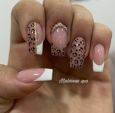 Cheetah Nail Designs, Cute Simple Nails, Beauty Nails Design, Nails Design With Rhinestones, Dope Nail Designs, Nail Art Designs Diy, Acrylic Nails Coffin Short