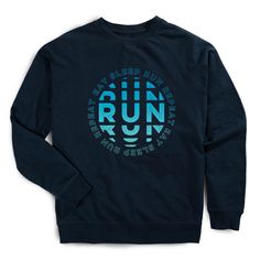 Show off your runner spirit in this Eat Sleep Run Repeat crew neck sweatshirt. Made from a blend of 60% cotton and 40% polyester French Terry fleece, this sweatshirt is super-soft and offers a comfortable feel against the skin. With its relaxed fit and versatile style, it is sure to complement any outfit. Featuring the fun Summer Running Had Me a Blast design, this sweatshirt is the perfect addition to your wardrobe for everyday wear. It makes an ideal running gift for any runner. Athleisure Fleece Sweatshirt With Moisture-wicking, Fleece Athleisure Sweatshirt With Graphic Print, Fleece Graphic Print Sweatshirt For Athleisure, Athleisure Fleece Sweatshirt With Graphic Print, Fall Sports Sweatshirt With Logo Print, Blue Activewear With Letter Print And Crew Neck, Blue Letter Print Activewear With Crew Neck, Blue Crew Neck Activewear With Letter Print, Fleece Sportswear Sweatshirt With Graphic Print