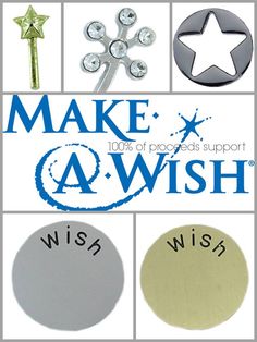 the words make a wish are shown in blue and white with silver stars on them