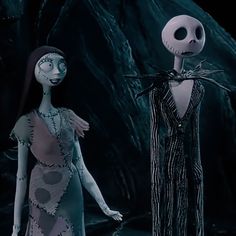 two animated characters standing next to each other