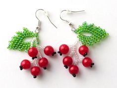 Red Currant earrings Summer outdoors Summer party Beaded | Etsy Gift Red Beaded Earrings With Bead Caps, Holiday Dangle Beaded Earrings, Casual Beaded Earrings Gift, Casual Beaded Earrings With Ear Wire As A Gift, Casual Dangling Beads Jewelry As Gift, Casual Beaded Dangle Earrings As Gift, Casual Beaded Drop Earrings As Gift, Casual Colorful Beaded Earrings As Gift, Casual Colorful Beaded Earrings For Gift