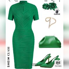 Shein Clasi Women's Fashion Solid Color Short Sleeve Bodycon Dress. Color Is Emerald Green. Knee-Length. Size Large. Very Nice! From A Smoke And Pet Free Home. Green Formal Mini Dress With Stretch Fit, Green Stretch Mini Dress For Formal Occasions, Elegant Green Bodycon Dress, Elegant Stretch Green Midi Dress, Elegant Green Bodycon Dress For Spring, Green Short Sleeve Bodycon Evening Dress, Green Short Sleeve Bodycon Dress For Evening, Chic Green Short Sleeve Bodycon Dress, Dresses Shein