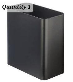 a black square trash can with the word quantity 1 on it's front corner