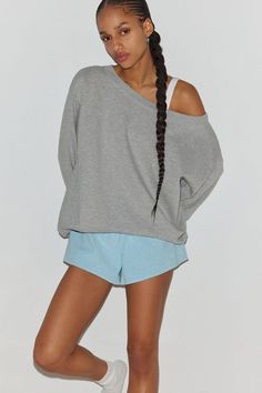 Out From Under Imani Oversized Off-The-Shoulder Sweatshirt Aerie Off The Shoulder Sweater, Off Shoulder T-shirt, Off Shoulder Sweatshirt Outfit, Oversized Off The Shoulder Shirt, Out From Under, Oversized Off The Shoulder Sweater, Off The Shoulder Crewneck, Thanksgiving Pics, Summer Glowup