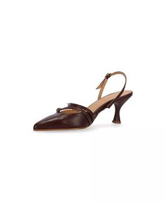 ALOHAS Women's Joelle Leather Pumps - Macy's Formal Open Heel Patent Leather Kitten Heels, Formal Patent Leather Open Heel Kitten Heels, Brown Ankle Strap Kitten Heels For Evening, Elegant Brown Slingback Pumps With Buckle, Elegant Brown Slingback Pumps With Buckle Closure, Elegant Patent Leather Heels With Single Toe Strap, Elegant Heels With Single Toe Strap In Patent Leather, Elegant Single Toe Strap Patent Leather Heels, Brown Patent Leather Heels For Evening