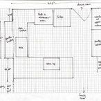 the kitchen floor plan is shown in this image