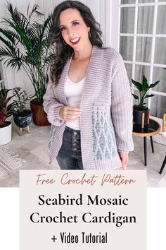 the free crochet pattern for this cardigan is easy to make and looks great