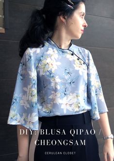 Chinese Shirt Pattern, Drop Sleeve Pattern, Cheongsam Sewing Pattern, Qipao Shirt, Chinese Dresses Pattern, Cheongsam Pattern, Cheongsam Shirt