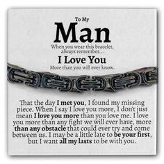 an image of a bracelet with the words to my man