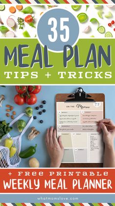 the ultimate meal planner with text overlay that reads 35 meal plan tips and tricks