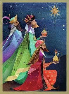 a christmas card with three wise men and the star of david in spanish, which reads vivir para voltar