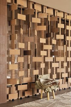 a room with wooden panels on the wall