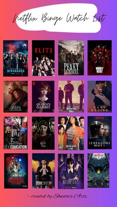 the netflix series is shown in purple and pink