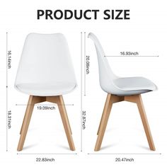 the product size is shown for each chair