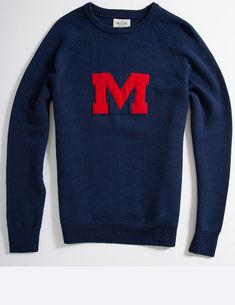 Retro Knit Sweater With Ribbed Cuffs, Crew Neck Sweater For College In Winter, Classic Winter Letter Print Sweater, Classic Winter Sweater With Letter Print, Retro Cotton Sweater For Fall, Winter College Style Sweater For Campus, Collegiate Sweater For Game Day In Fall, Collegiate Fall Sweater For Game Day, Collegiate Style Sweater For Game Day In Fall